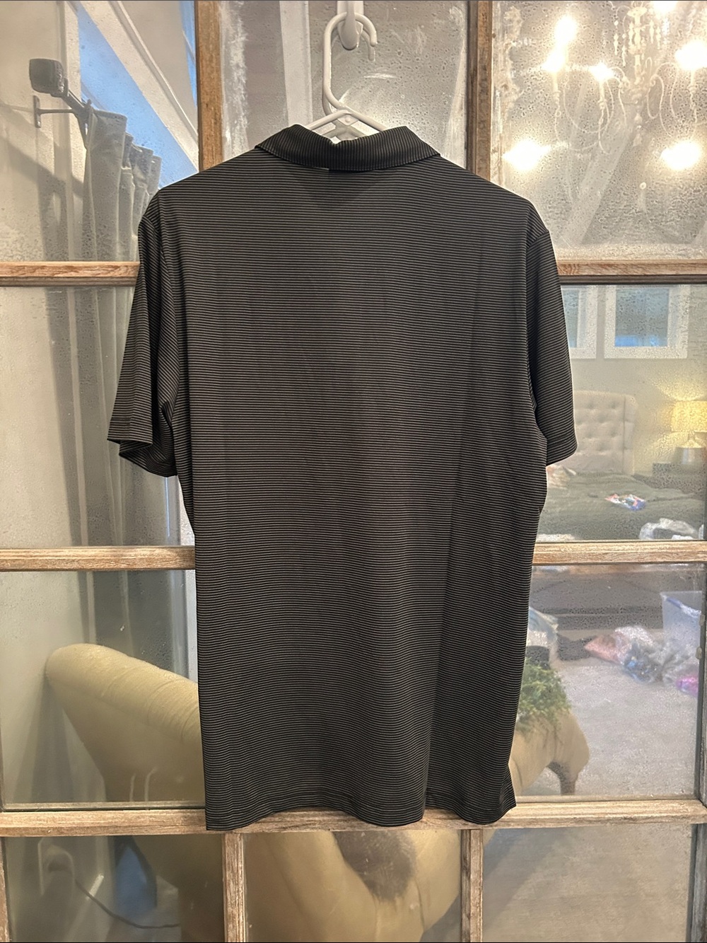 adidas Men’s Black Thin-Striped Polo M - Picture 3 of 3